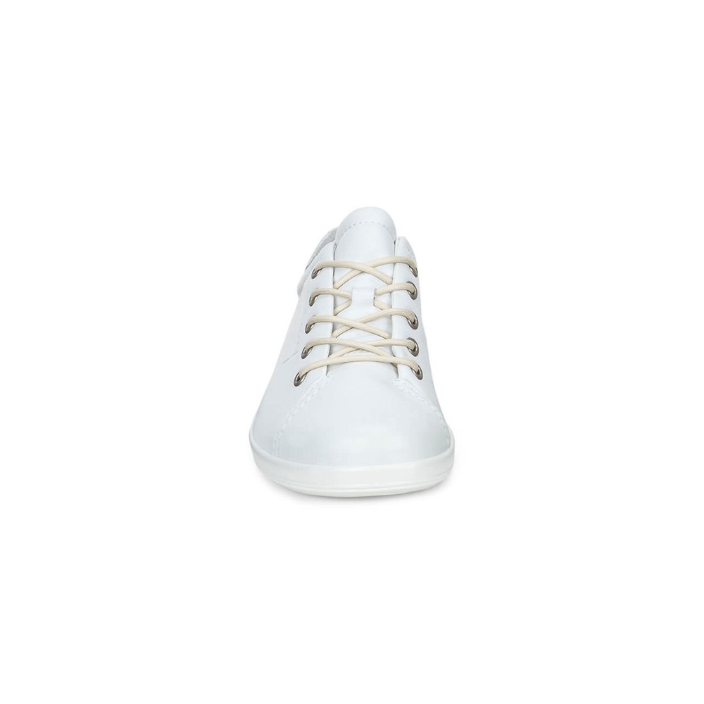 ECCO Sneakersy Damskie - Soft 2.0 Tie - Białe - FNYVKI-457